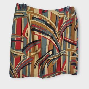 Vintage Talbots Petites Abstract Print Silk Wool Blend Skirt Multicolor Size 16P
